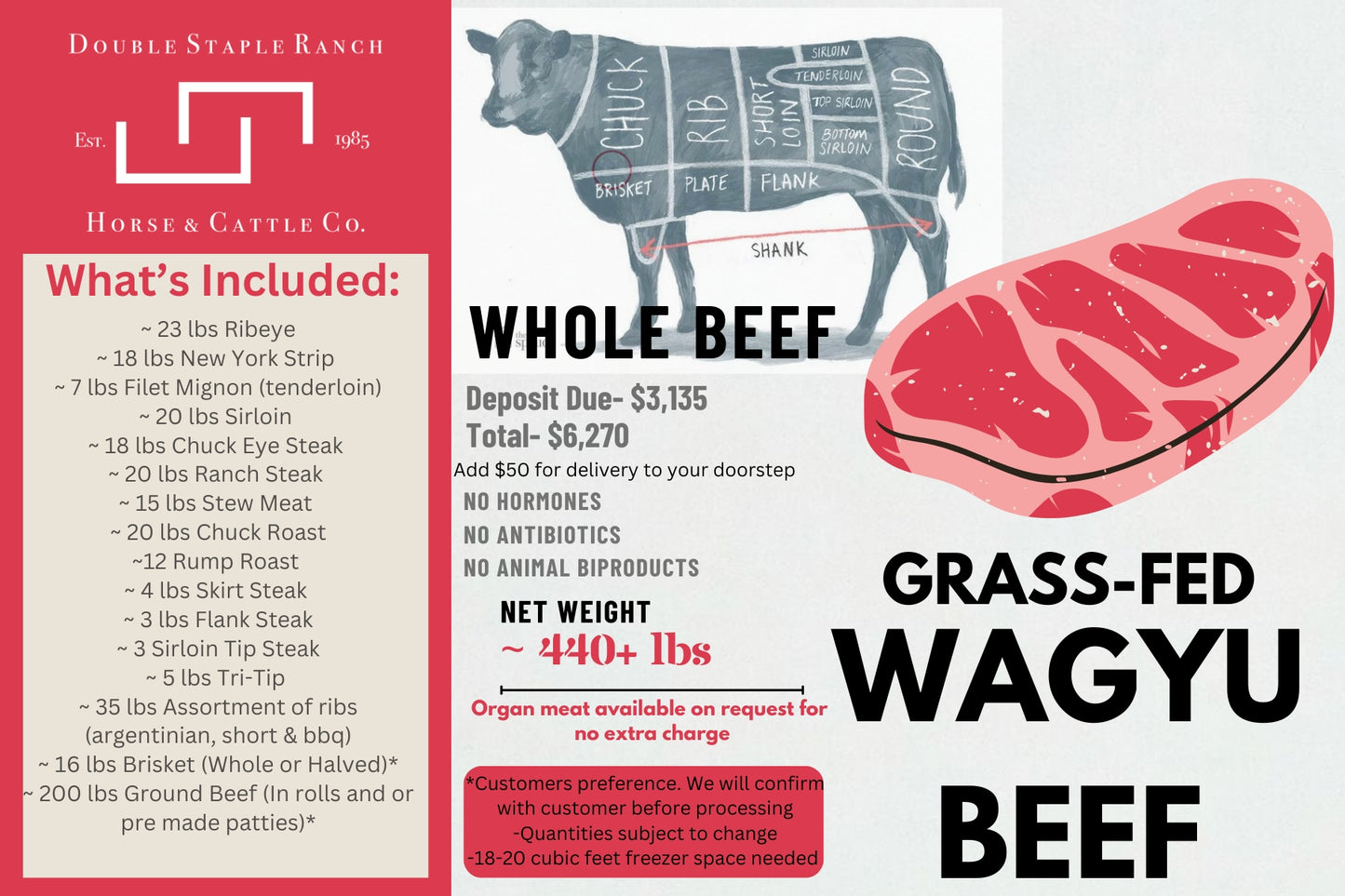 *DEPOSIT ONLY* Whole Beef January Fulfillment