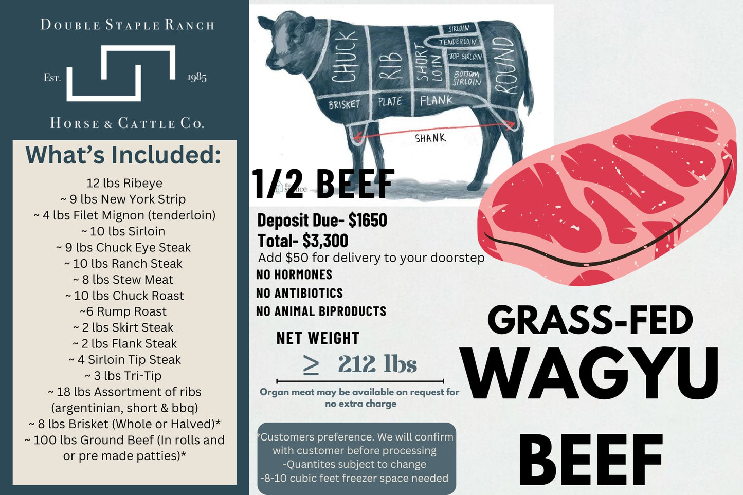 *DEPOSIT ONLY* 1/2 Beef January Fulfillment