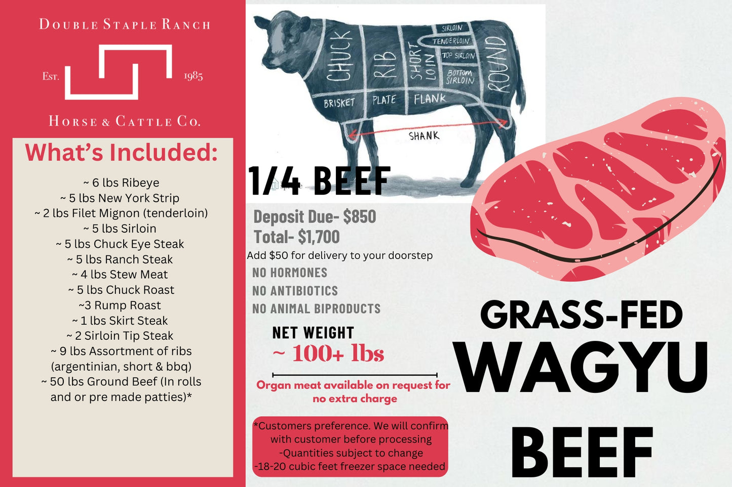 *DEPOSIT ONLY* 1/4 Beef January Fulfillment