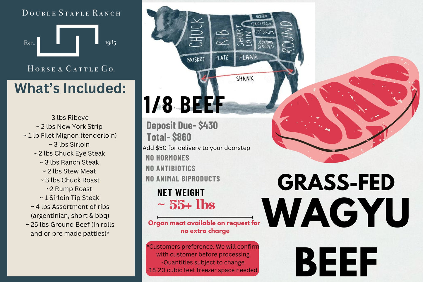 *DEPOSIT ONLY* 1/8 Beef January Fulfillment